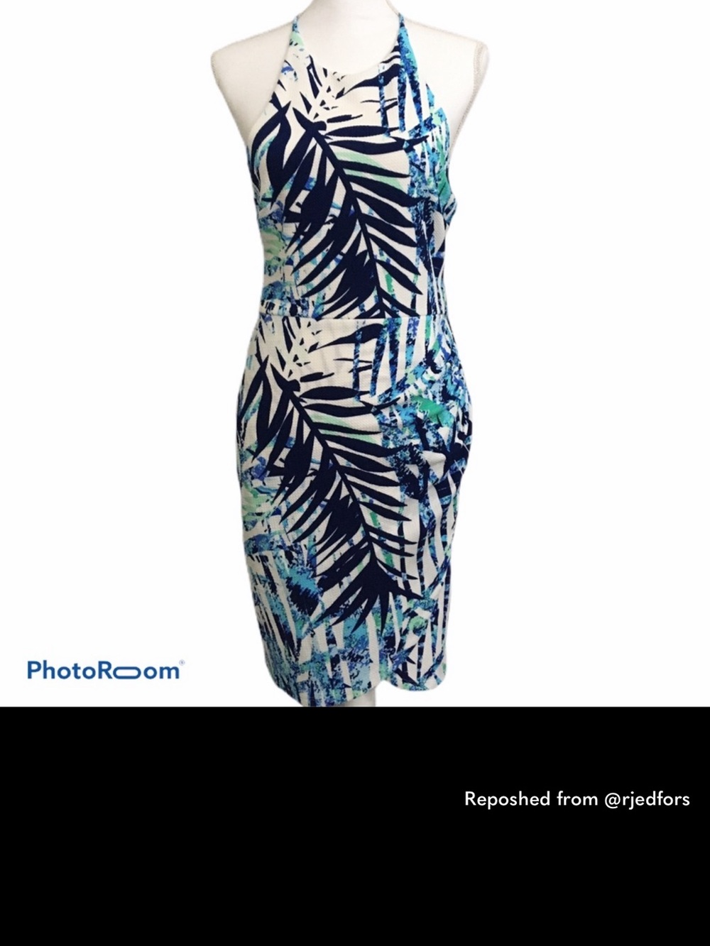 PremierAmour Tropical Knit Dress with Palm